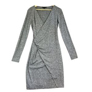 Banana Republic Dress Women's Small Tall Heather Gray Long Sleeve Faux Wrap